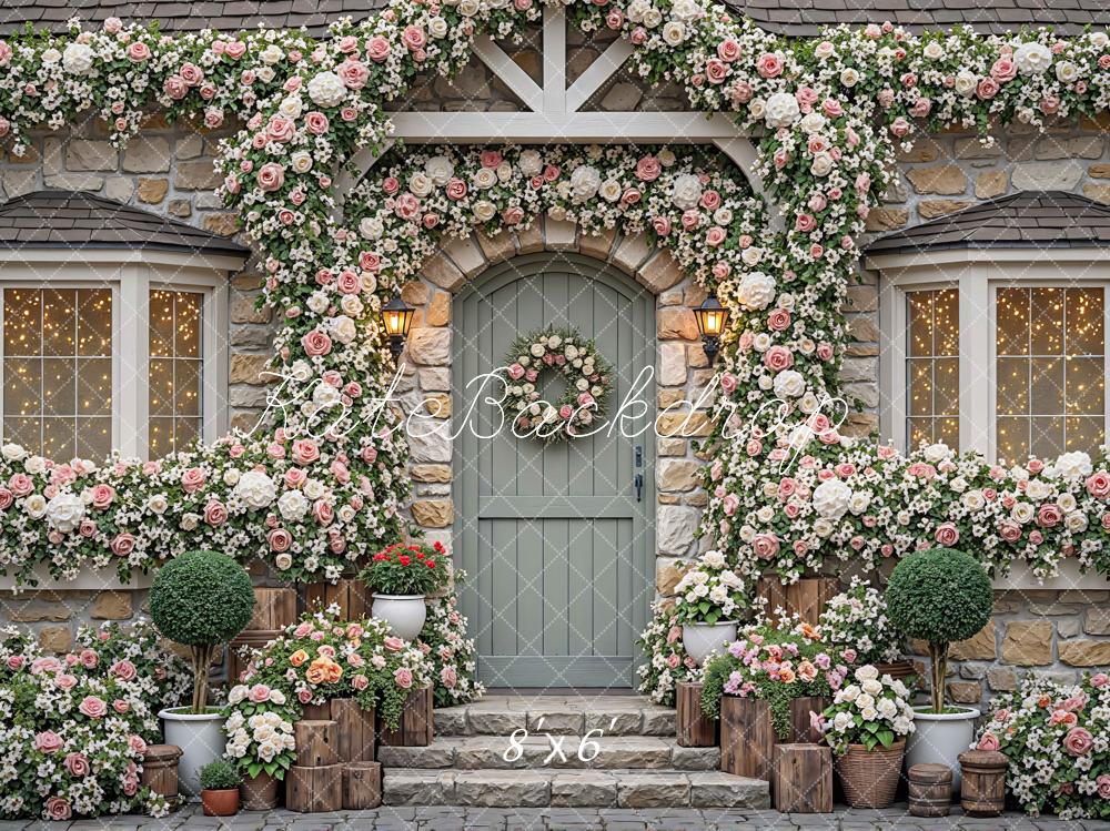 Kate Floral Arch Stone Cottage Backdrop Designed by Mini MakeBelieve - Image 3