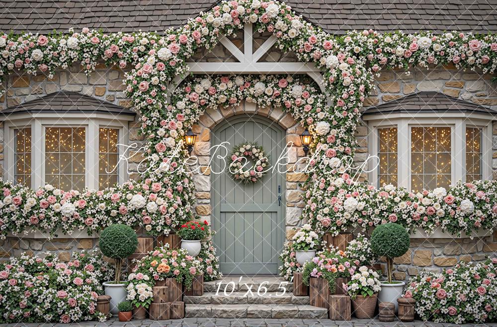Kate Floral Arch Stone Cottage Backdrop Designed by Mini MakeBelieve - Image 4