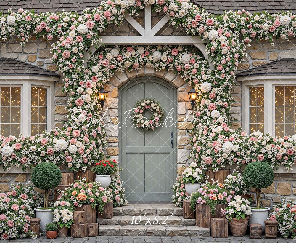 Kate Floral Arch Stone Cottage Backdrop Designed by Mini MakeBelieve - Image 6