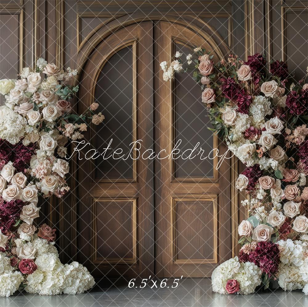 Kate Floral Arch Vintage Wood Door Backdrop Designed by Mini MakeBelieve - Image 2