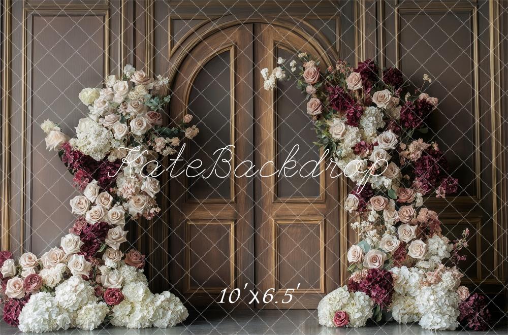 Kate Floral Arch Vintage Wood Door Backdrop Designed by Mini MakeBelieve - Image 4