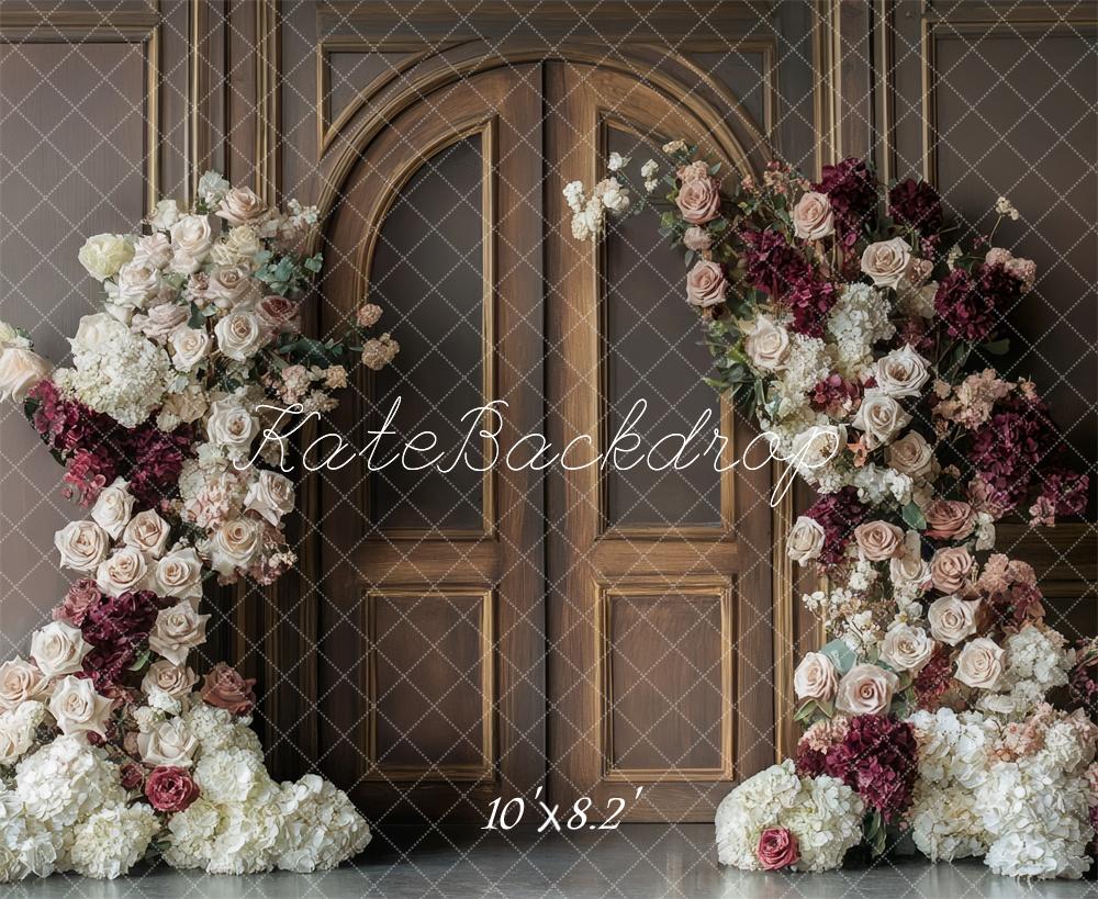 Kate Floral Arch Vintage Wood Door Backdrop Designed by Mini MakeBelieve - Image 5