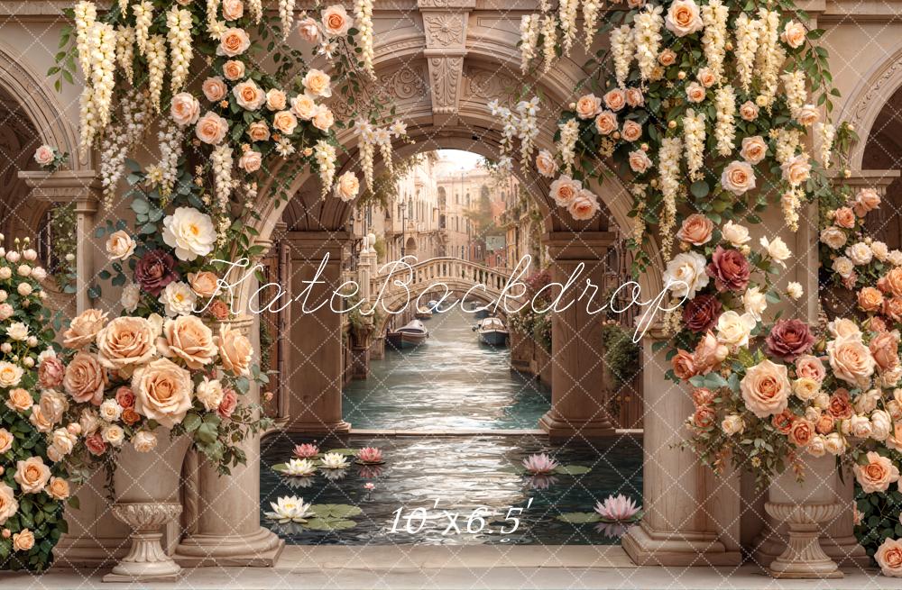 Kate Floral Arch Water Canal Bridge Backdrop Designed by Emetselch - Image 4