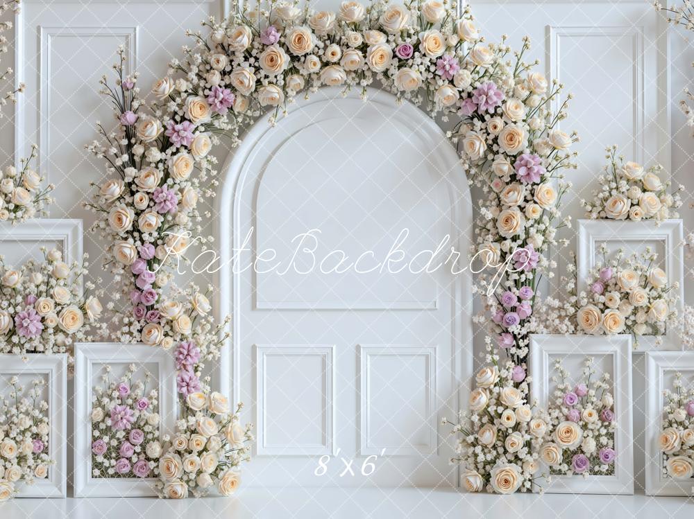 Kate Floral Arch White Frames Backdrop Designed by Mini MakeBelieve - Image 3