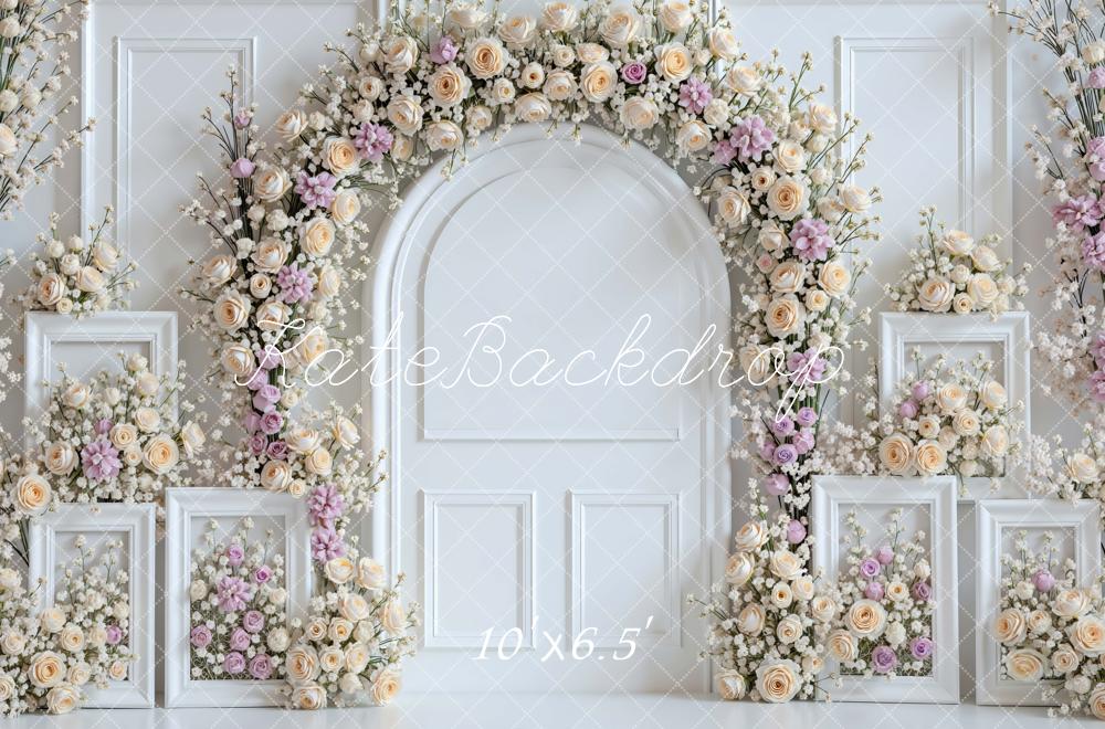 Kate Floral Arch White Frames Backdrop Designed by Mini MakeBelieve - Image 4