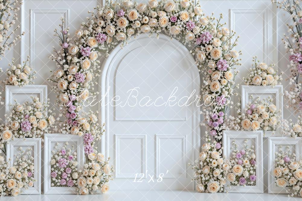 Kate Floral Arch White Frames Backdrop Designed by Mini MakeBelieve - Image 8