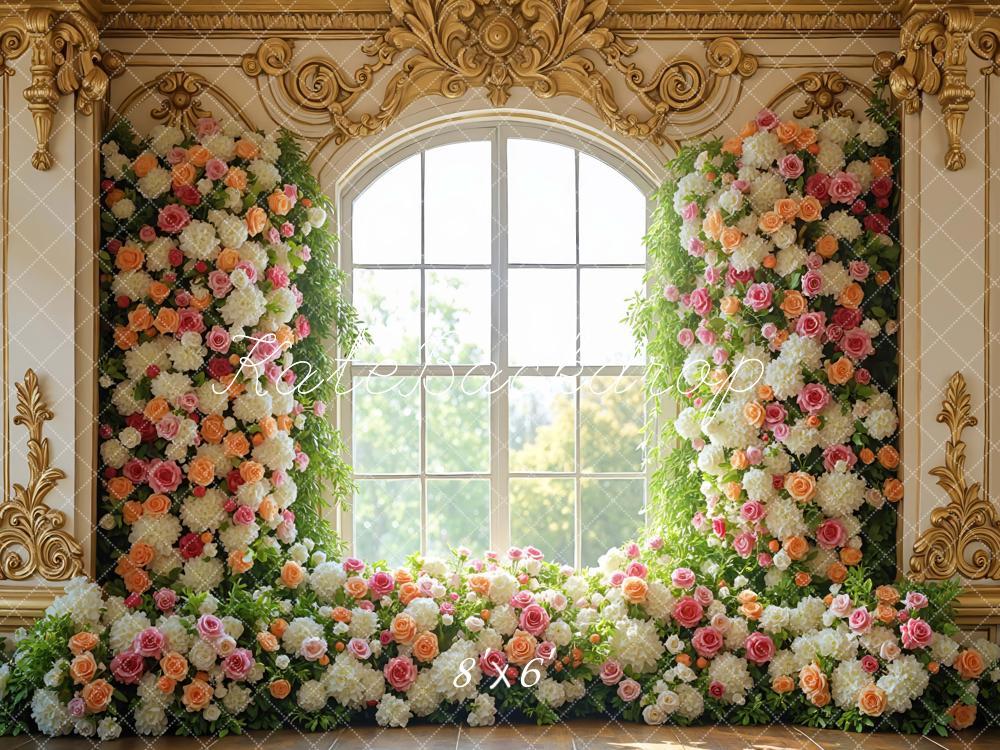 Kate Spring Floral Arch Window Ornate Gold Backdrop Designed by Mini MakeBelieve - Image 3