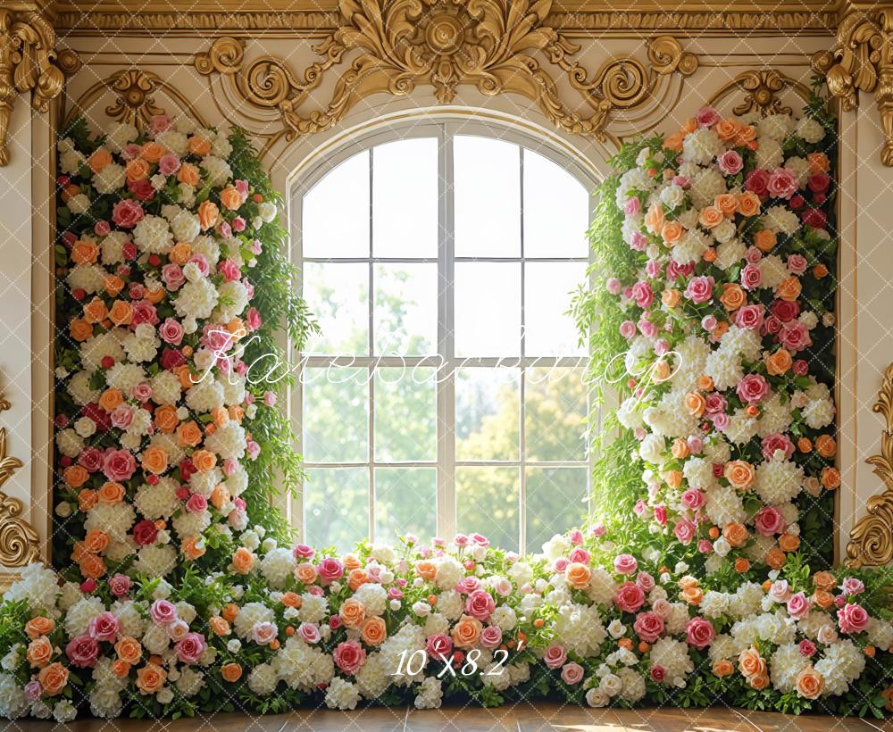 Kate Spring Floral Arch Window Ornate Gold Backdrop Designed by Mini MakeBelieve - Image 6