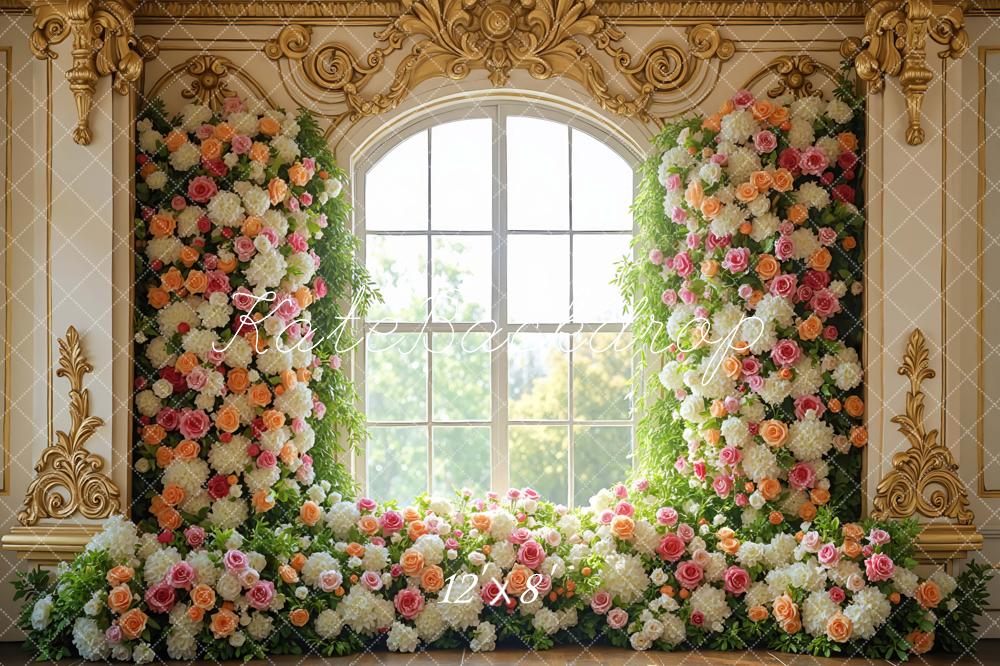 Kate Spring Floral Arch Window Ornate Gold Backdrop Designed by Mini MakeBelieve - Image 8