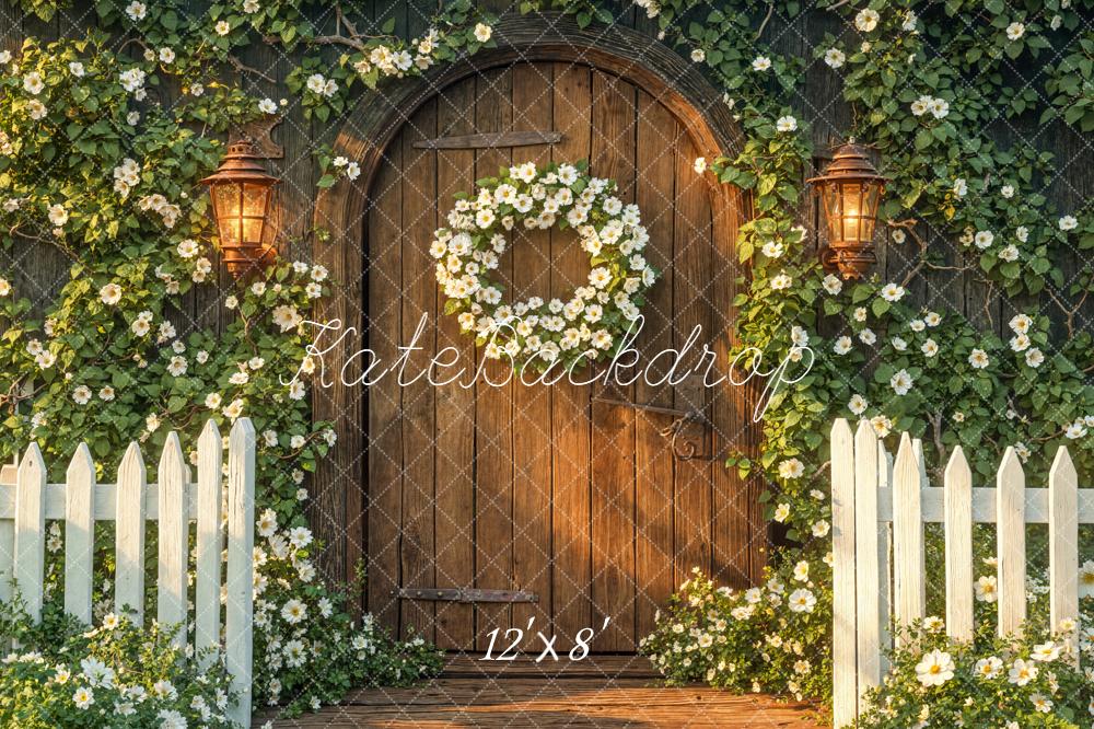 Kate Floral Arch Wooden Door Lanterns Backdrop Designed by Emetselch - Image 10
