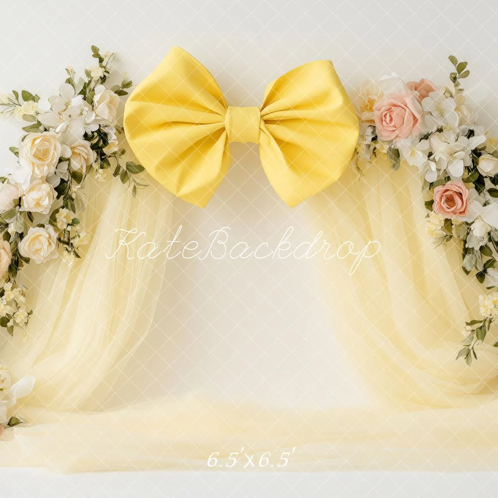 Kate Floral Arch Yellow Bow Backdrop Designed by Patty Robert - Image 2