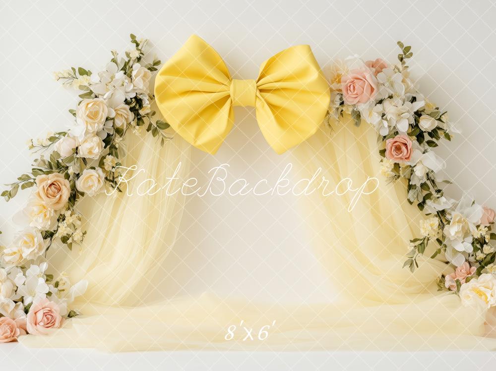Kate Floral Arch Yellow Bow Backdrop Designed by Patty Robert - Image 3