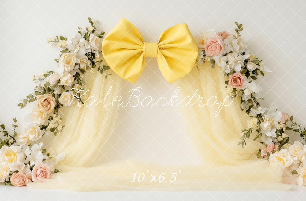 Kate Floral Arch Yellow Bow Backdrop Designed by Patty Robert - Image 4