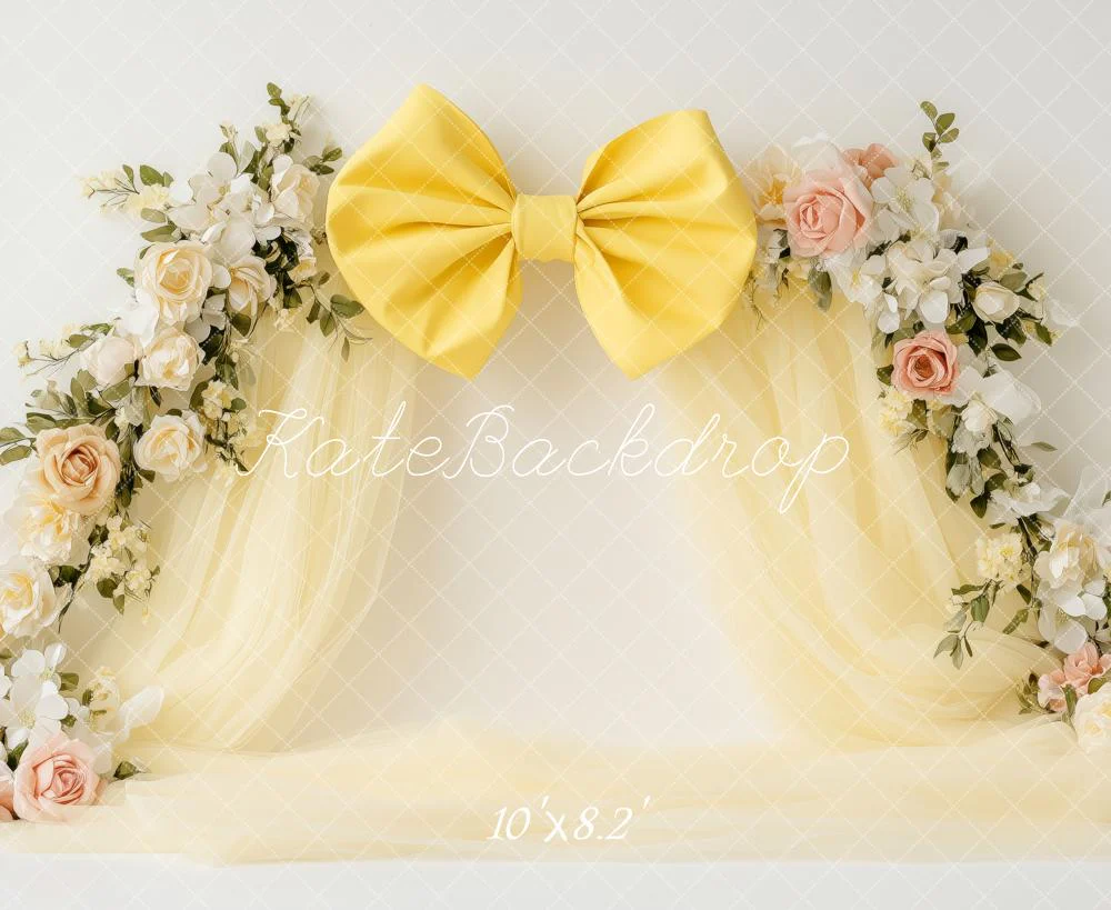 Kate Floral Arch Yellow Bow Backdrop Designed by Patty Robert - Image 5