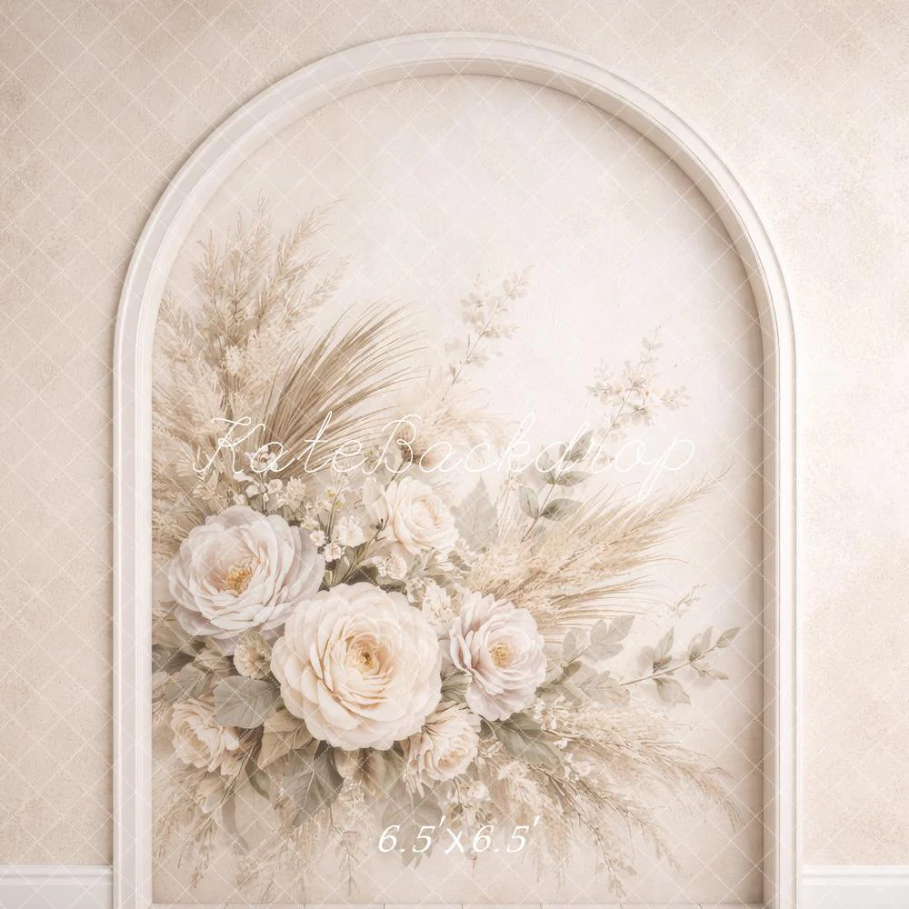 Kate Floral Beige Boho Wall Backdrop Designed by Megan Leigh Photography - Image 2