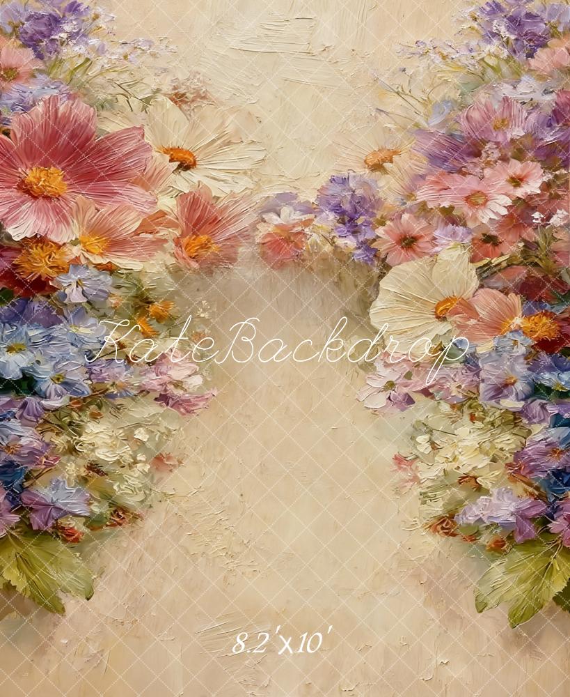Kate Floral Beige Texture Fleece Backdrop Designed by Chain Photography - Image 3