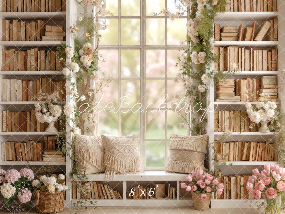 Kate Floral Bookshelves Window Seat Backdrop Designed by Emetselch - Image 2