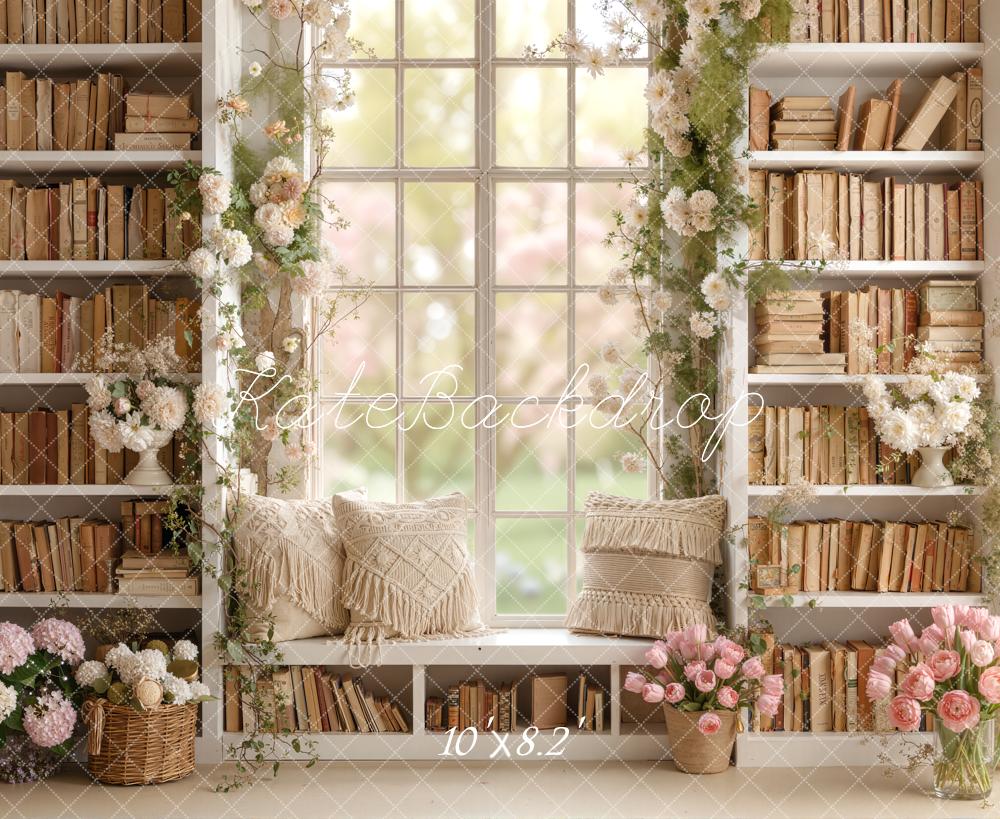 Kate Floral Bookshelves Window Seat Backdrop Designed by Emetselch - Image 4
