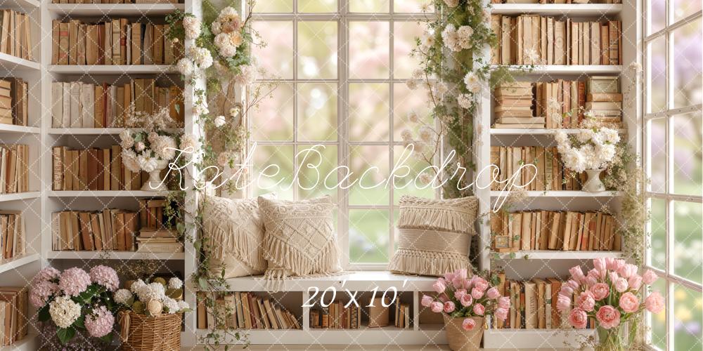 Kate Floral Bookshelves Window Seat Backdrop Designed by Emetselch - Image 6