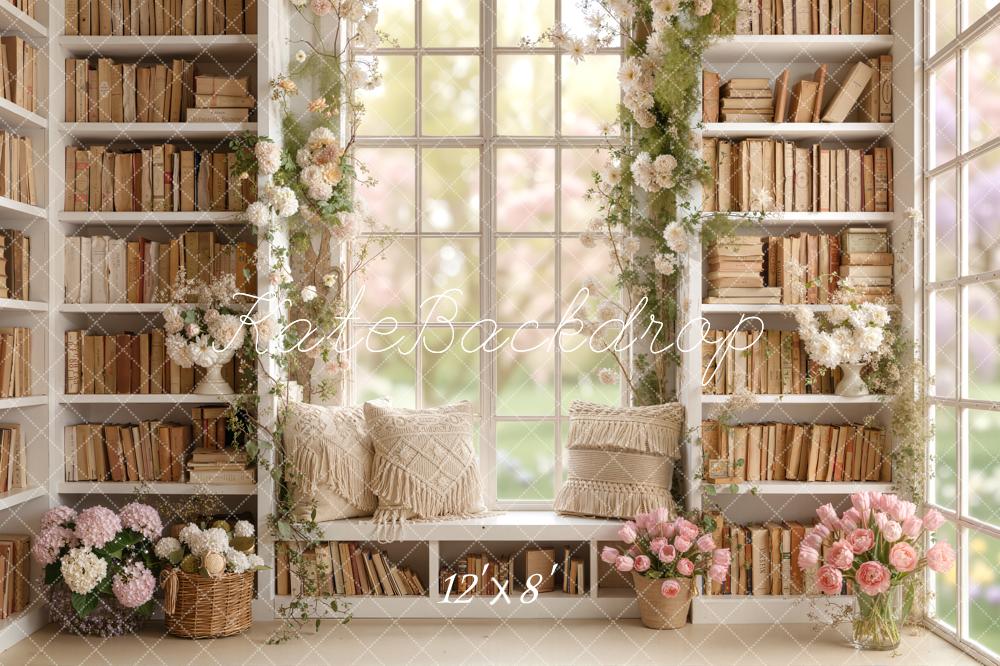 Kate Floral Bookshelves Window Seat Backdrop Designed by Emetselch - Image 7
