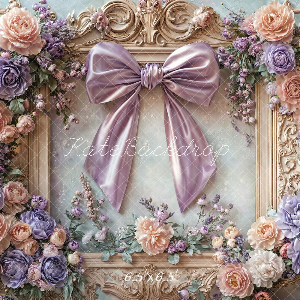 Kate Floral Bow Retro Frame Backdrop Designed by Emetselch - Image 2