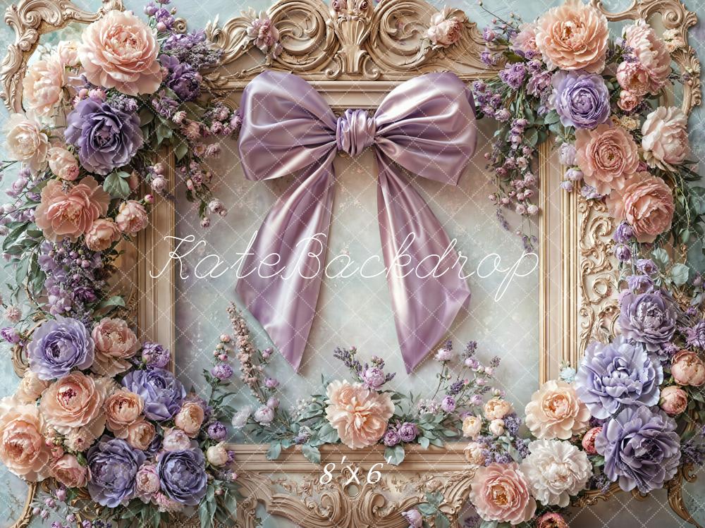 Kate Floral Bow Retro Frame Backdrop Designed by Emetselch - Image 3