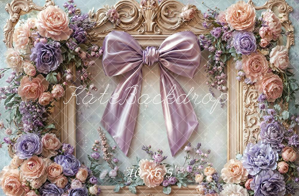 Kate Floral Bow Retro Frame Backdrop Designed by Emetselch - Image 4