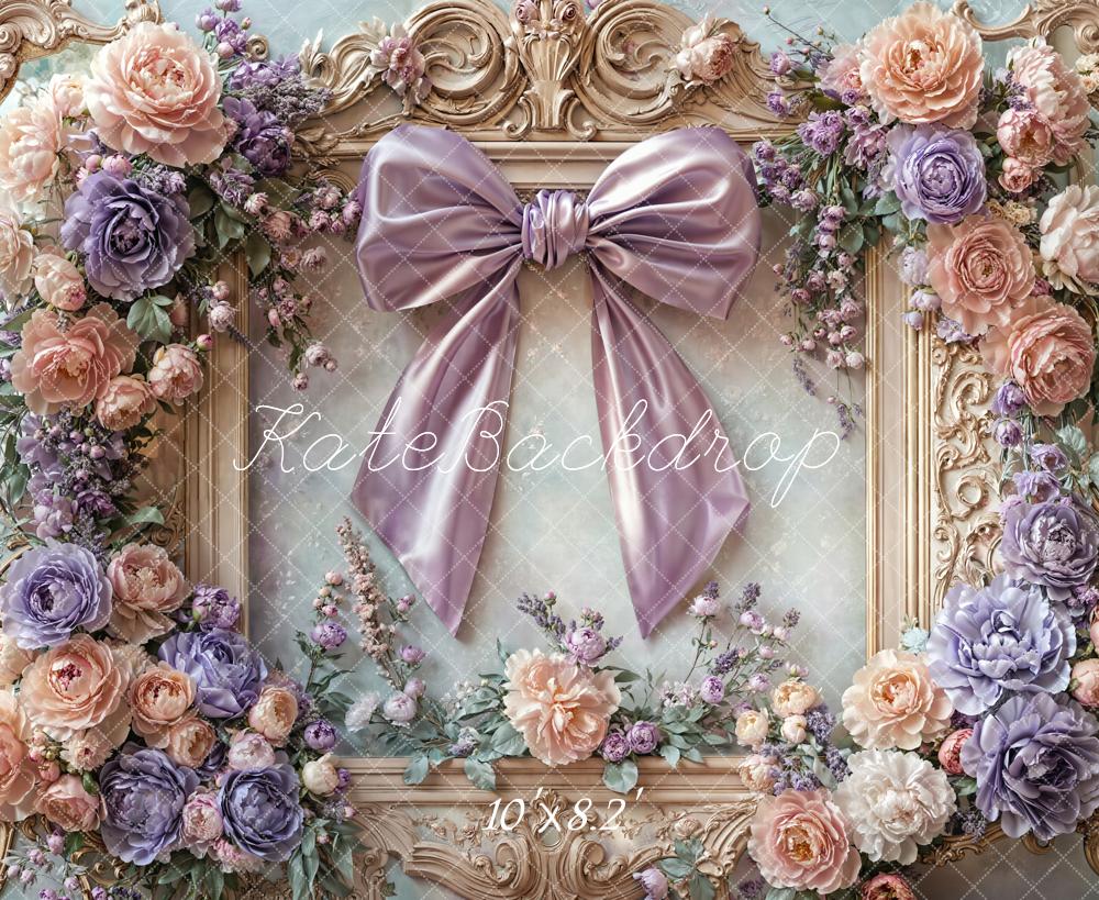 Kate Floral Bow Retro Frame Backdrop Designed by Emetselch - Image 5