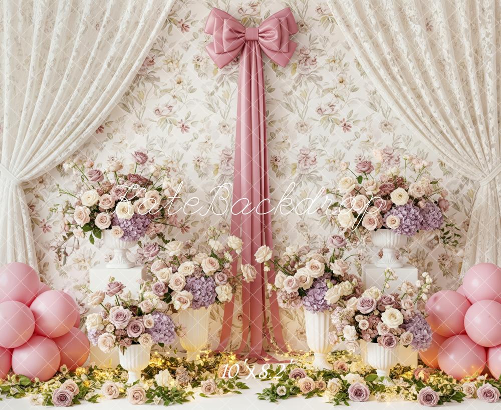 Kate Floral Curtain Pink Balloons Backdrop Designed by Patty Robert - Image 6