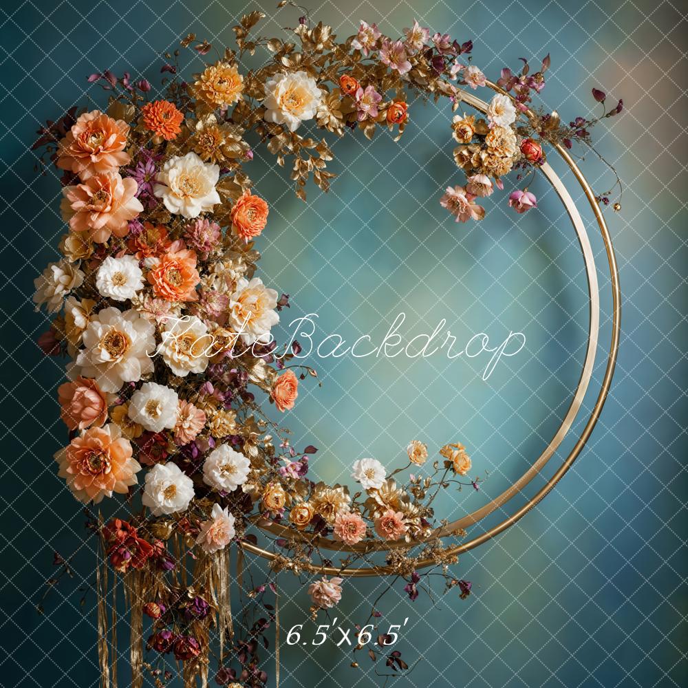 Kate Vintage Metal Wreath Blue Texture Wall Backdrop Designed by Chain Photography - Image 2
