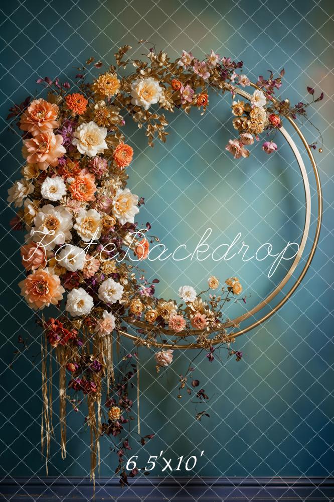 Kate Vintage Metal Wreath Blue Texture Wall Backdrop Designed by Chain Photography - Image 3