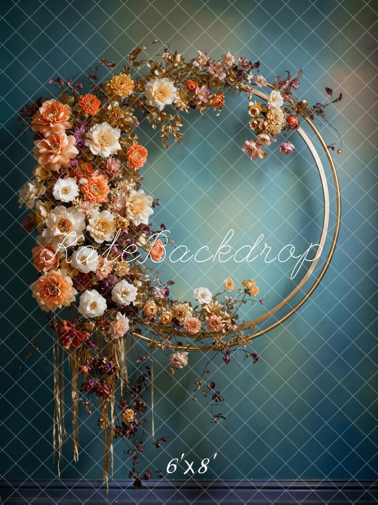 Kate Vintage Metal Wreath Blue Texture Wall Backdrop Designed by Chain Photography - Image 4