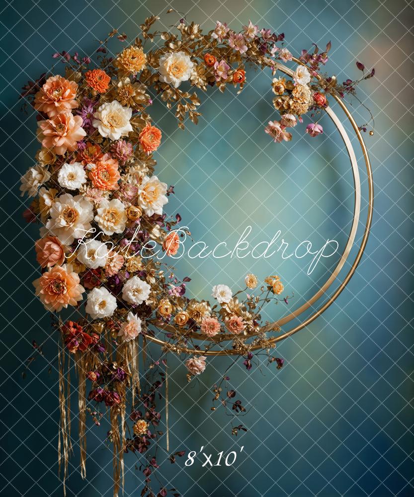Kate Vintage Metal Wreath Blue Texture Wall Backdrop Designed by Chain Photography - Image 5