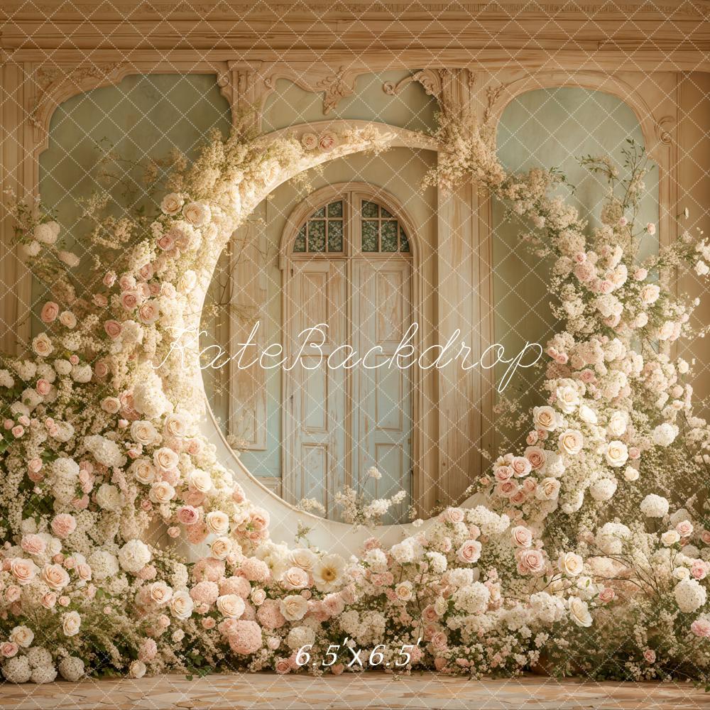 Kate Floral Moon Arch White Roses Wedding Backdrop Designed by Emetselch - Image 5