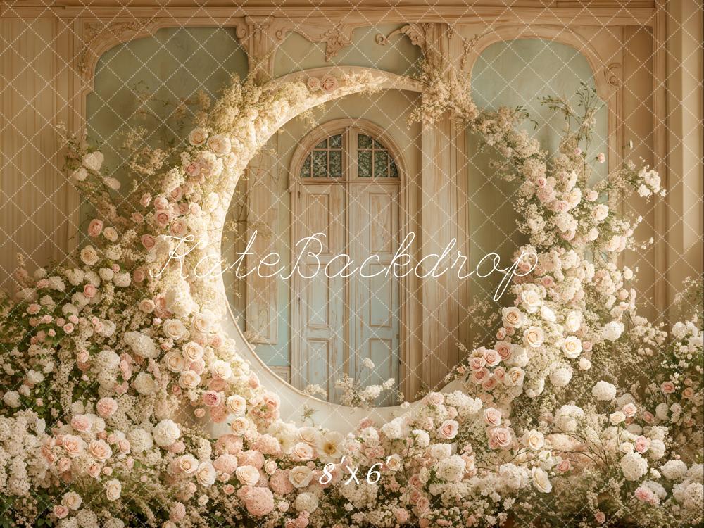 Kate Floral Moon Arch White Roses Wedding Backdrop Designed by Emetselch - Image 8