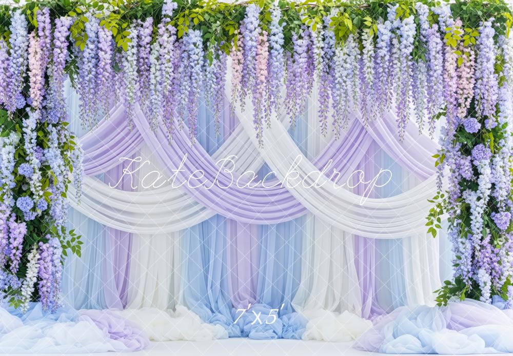 Kate Floral Pastel Drapes Greenery Backdrop Designed by Patty Robert
