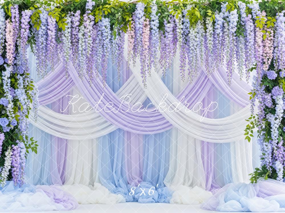 Kate Floral Pastel Drapes Greenery Backdrop Designed by Patty Robert - Image 3