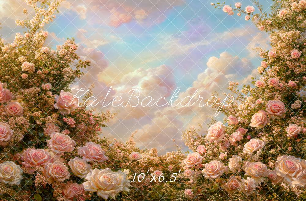 Kate Spring Floral Roses Clouds Backdrop Designed by Chain Photography - Image 4