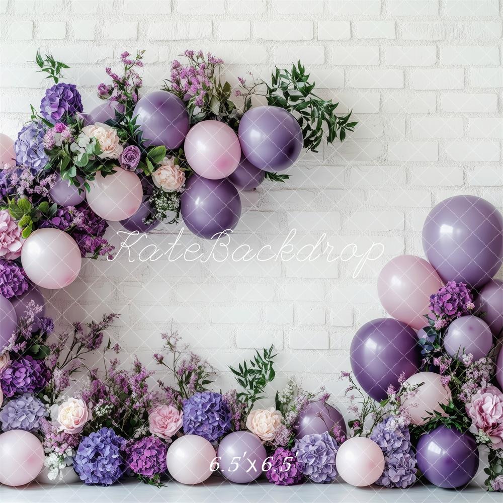Kate Floral Purple Balloon Backdrop Designed by Patty Robert - Image 2