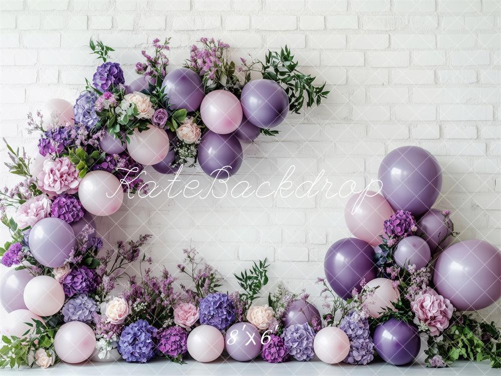 Kate Floral Purple Balloon Backdrop Designed by Patty Robert - Image 3