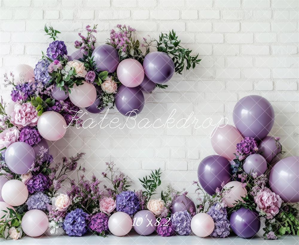 Kate Floral Purple Balloon Backdrop Designed by Patty Robert - Image 5
