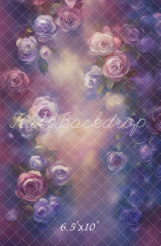 Kate Floral Roses Purple Fleece Backdrop Designed by Emetselch - Image 2