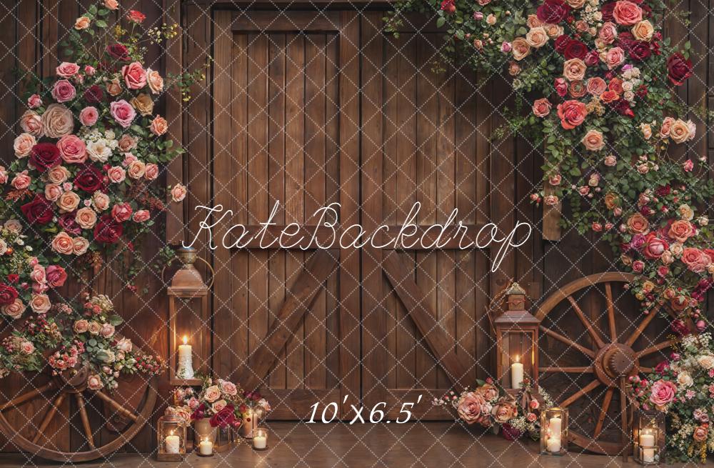 Kate Floral Wagon Wheels Lanterns Fleece Backdrop Designed by Emetselch - Image 2
