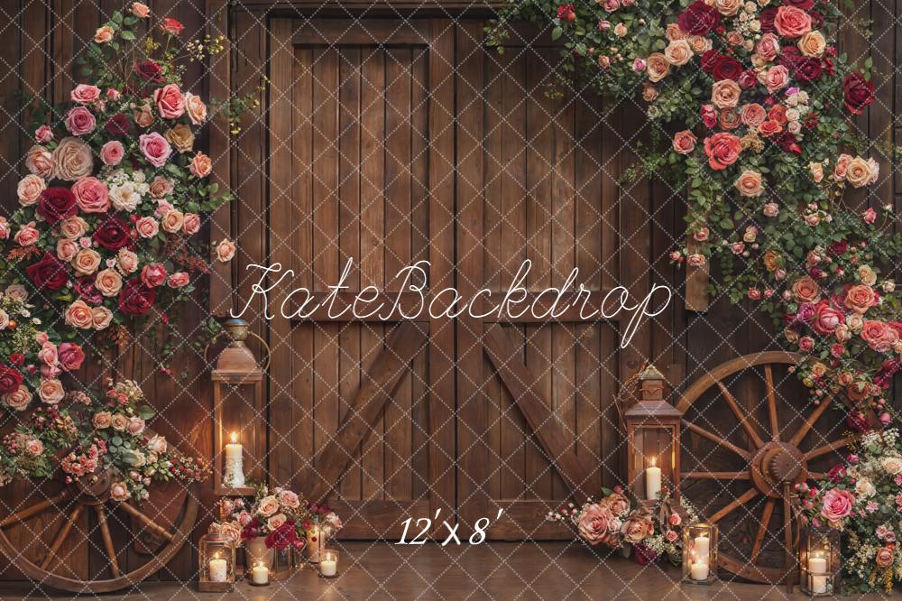 Kate Floral Wagon Wheels Lanterns Fleece Backdrop Designed by Emetselch - Image 4