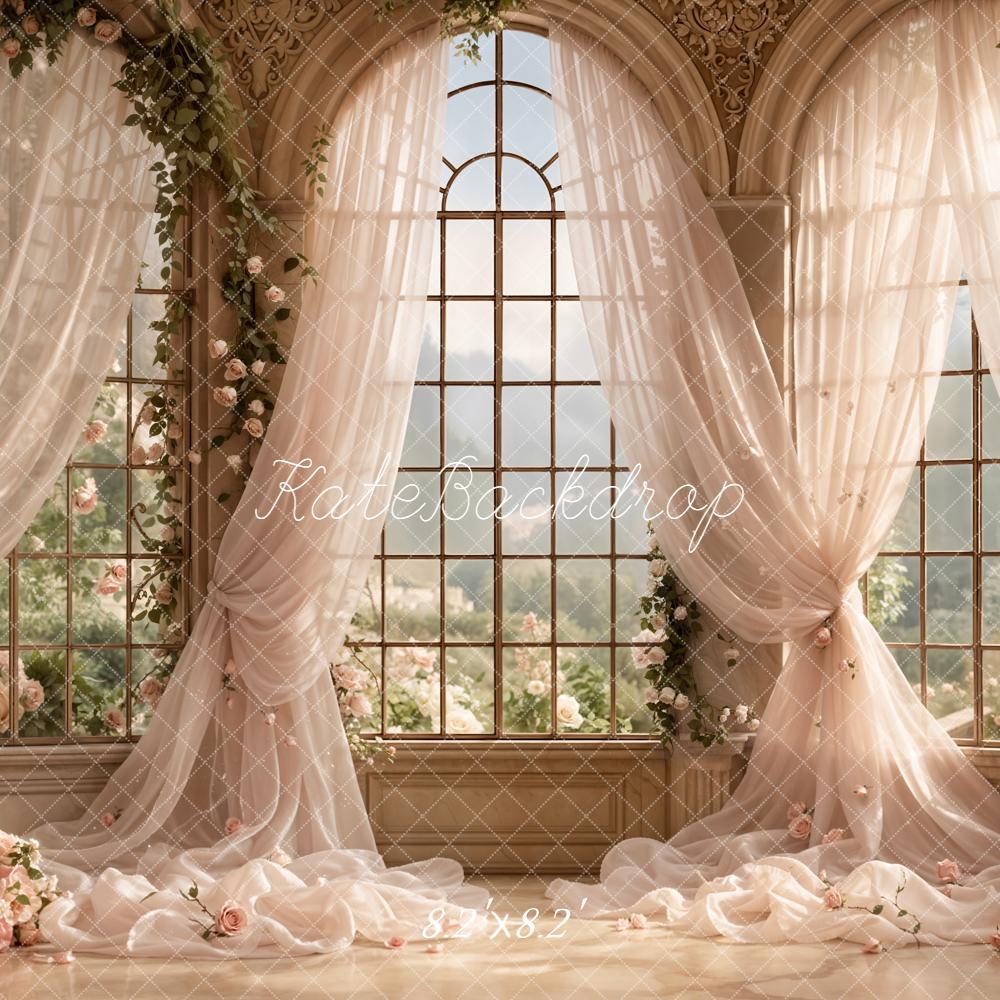 Kate Floral Window Arch Sheer Curtains Backdrop Designed by Emetselch - Image 5