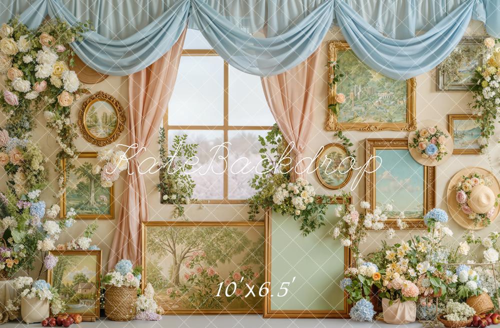 Kate Floral Window Frames Pastel Fleece Backdrop Designed by Emstselch - Image 2