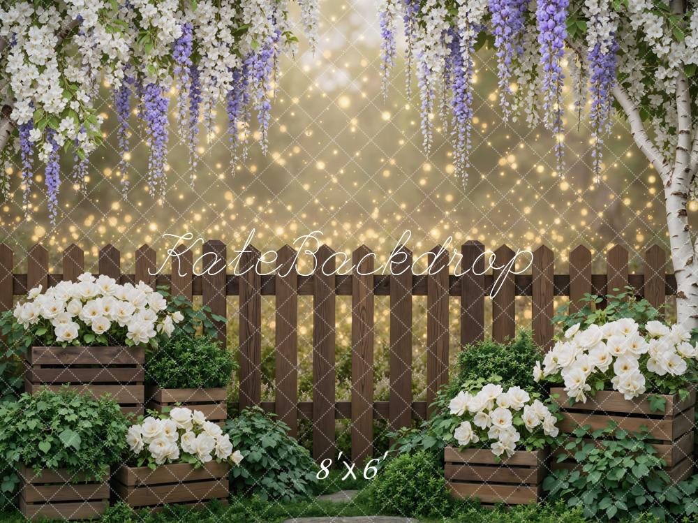 Kate Floral Wooden Fence Garden Backdrop Designed by Mini MakeBelieve - Image 3