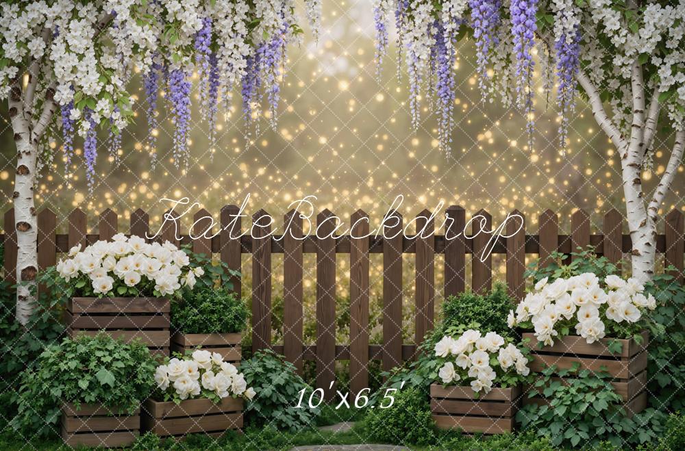 Kate Floral Wooden Fence Garden Backdrop Designed by Mini MakeBelieve - Image 4