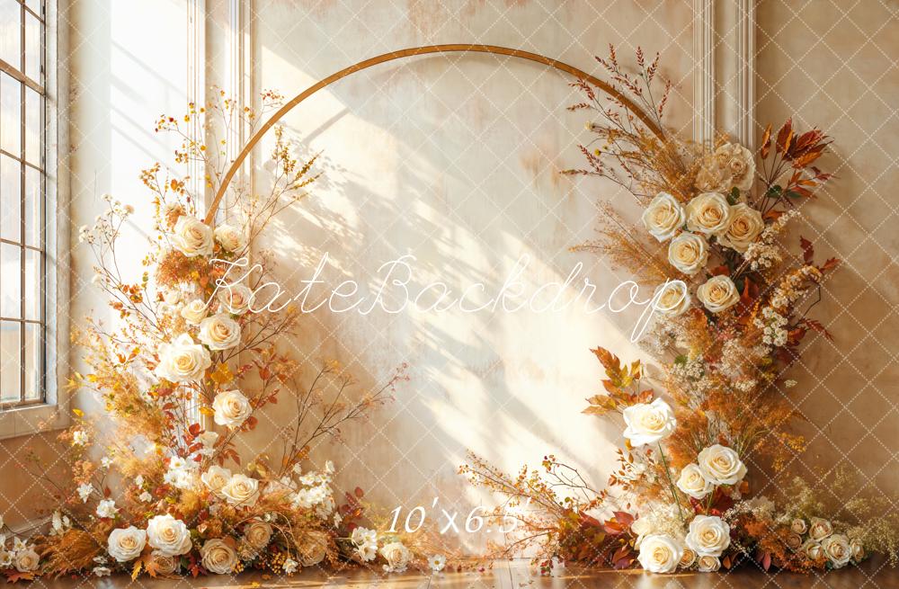Kate Flower Arch Autumn Sunshine Fleece Backdrop Designed by Emetselch - Image 2