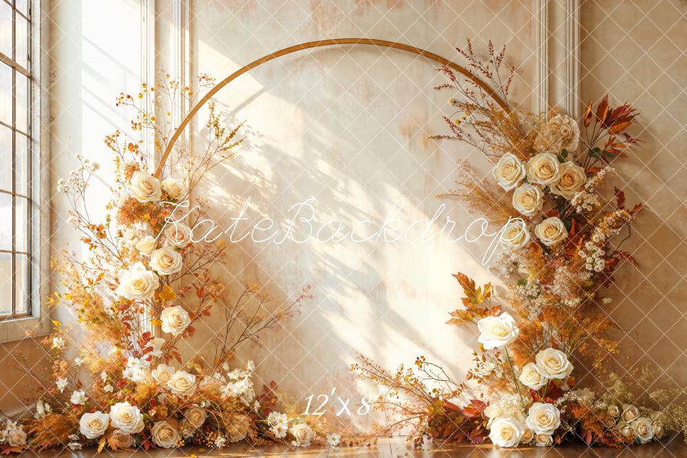 Kate Flower Arch Autumn Sunshine Fleece Backdrop Designed by Emetselch - Image 4